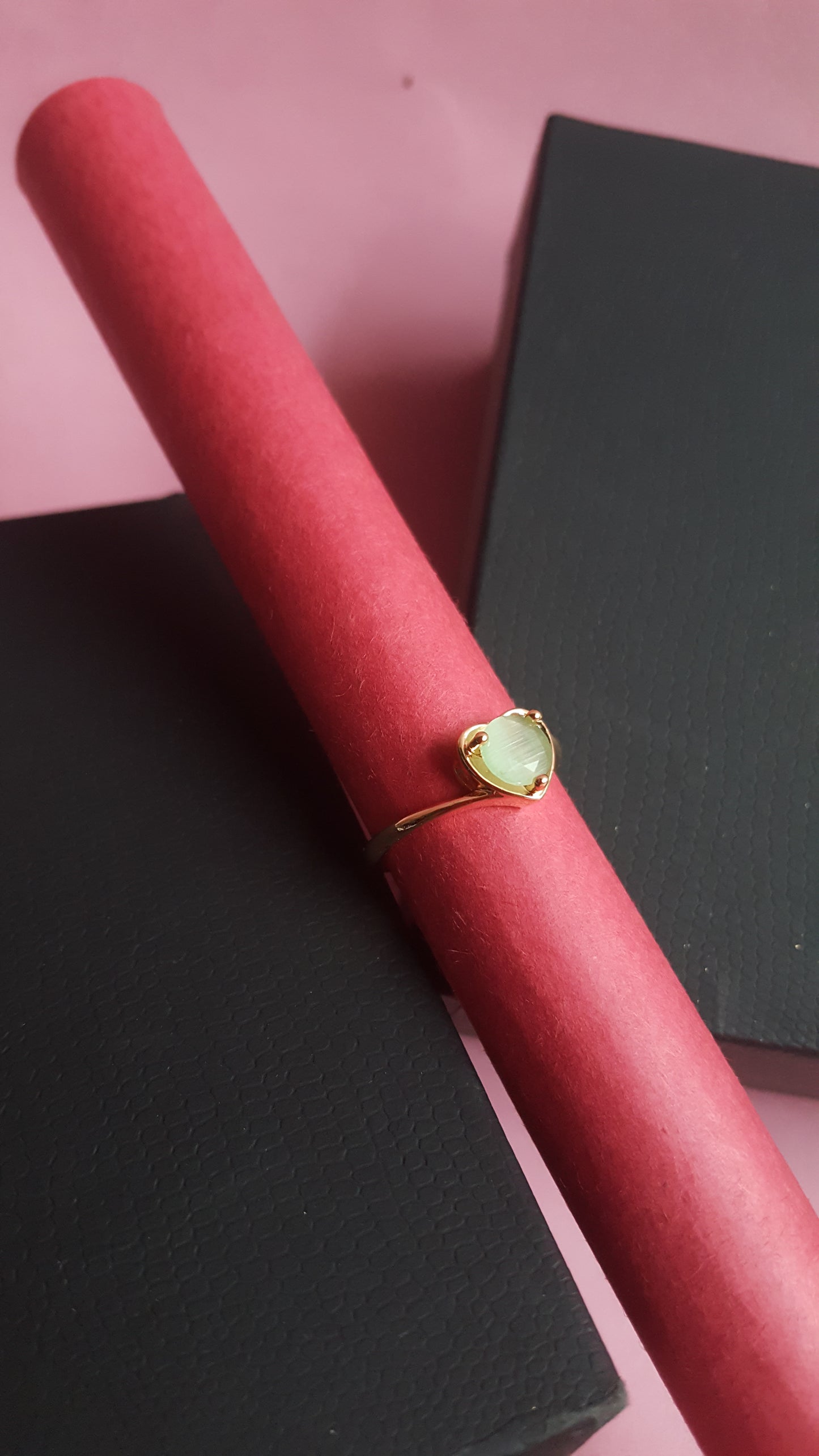 Pale Green Heart Ring