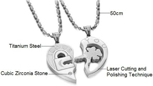 Love Lock & Key Clover Necklace Set-