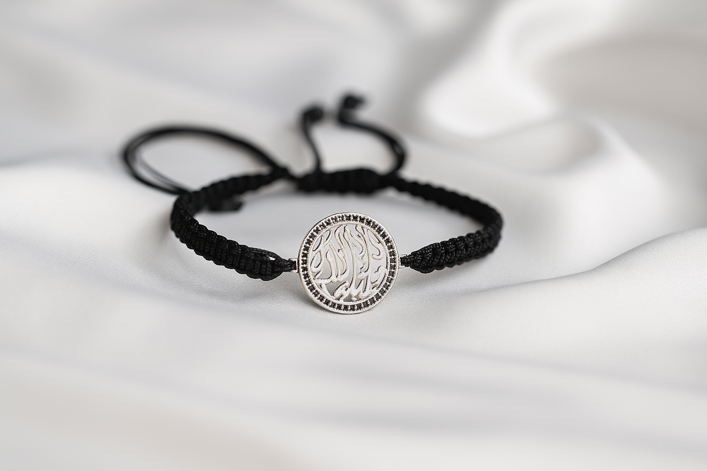 Hand made MaSha Allah Black Macrame Crystal Bracelet