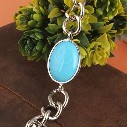Oval Turquoise Link Chain Bracelet-