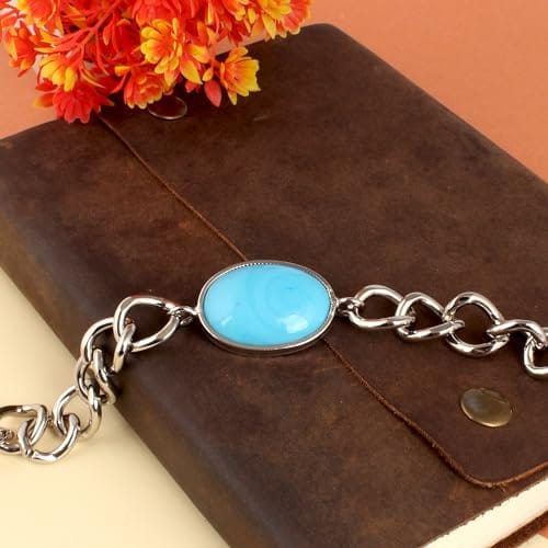Oval Turquoise Link Chain Bracelet-