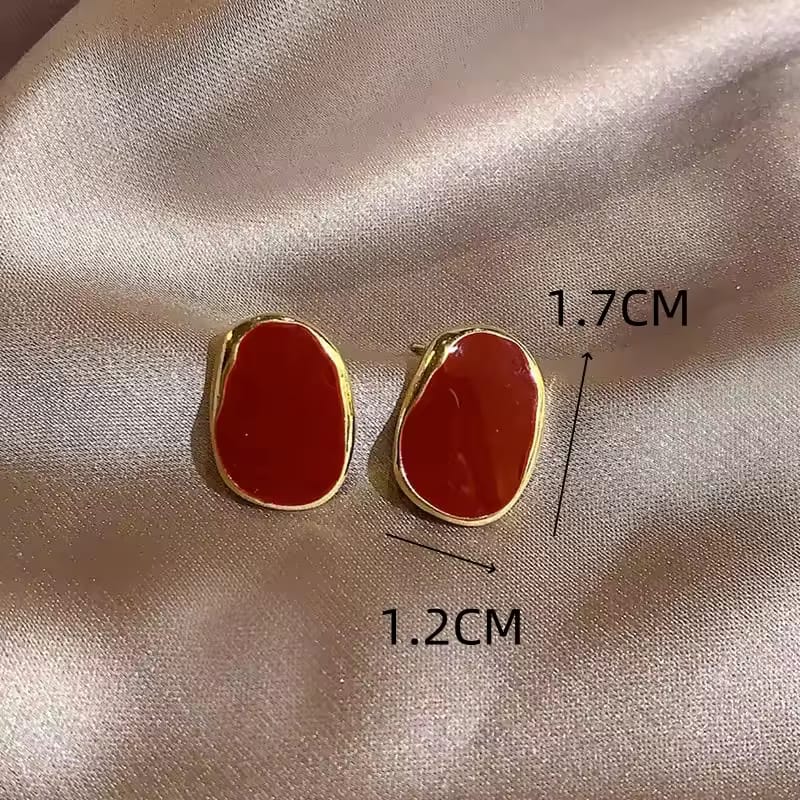 Retro Wine Red Irregular Stud Earring