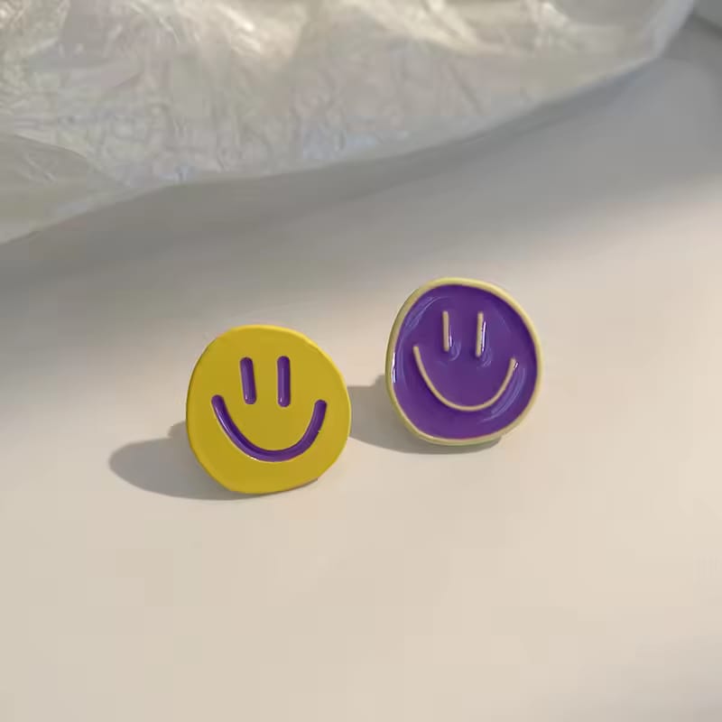 Pastel Smiley Faces Stud Earrings