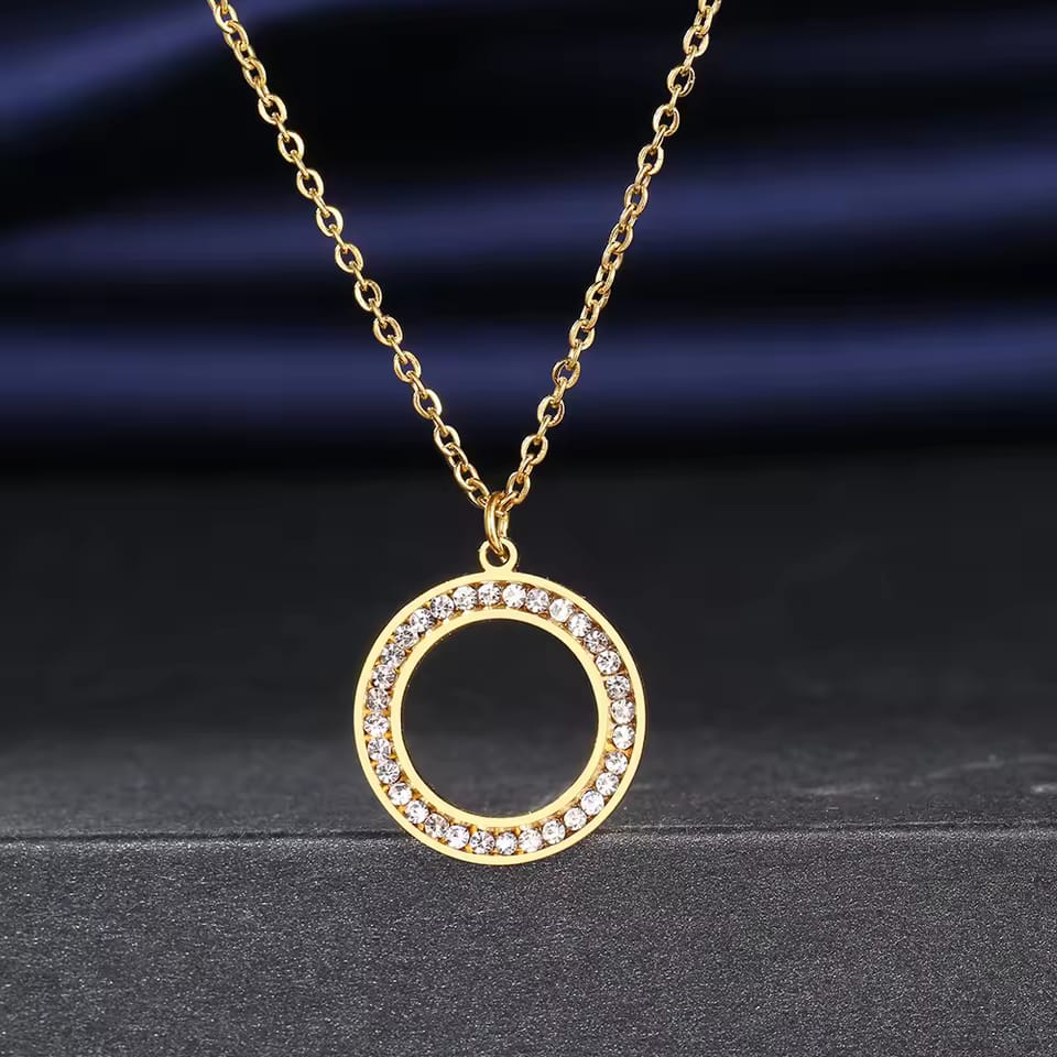 Hollow Circular CZ pendant Locket-