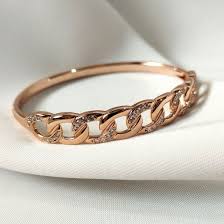 Cubic Zirconia adorned chain-link bangle bracelets