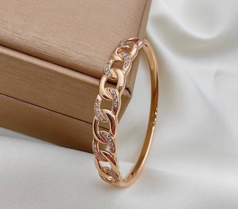 Cubic Zirconia adorned chain-link bangle bracelets