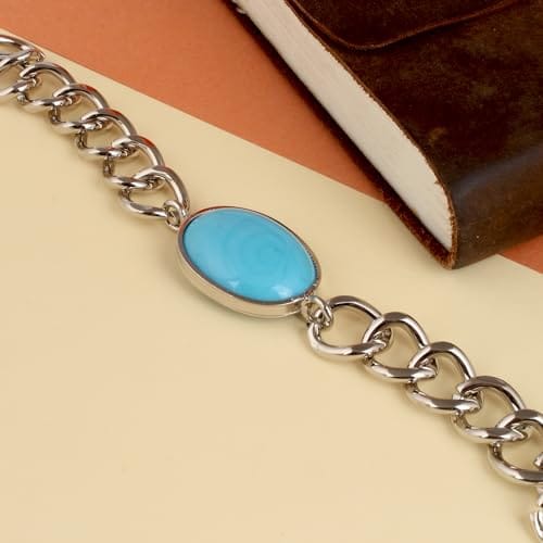 Oval Turquoise Link Chain Bracelet-