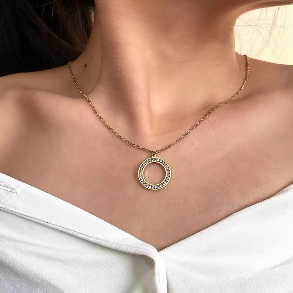 Hollow Circular CZ pendant Locket-