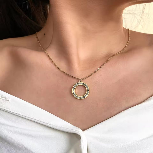 Hollow Circular CZ pendant Locket-
