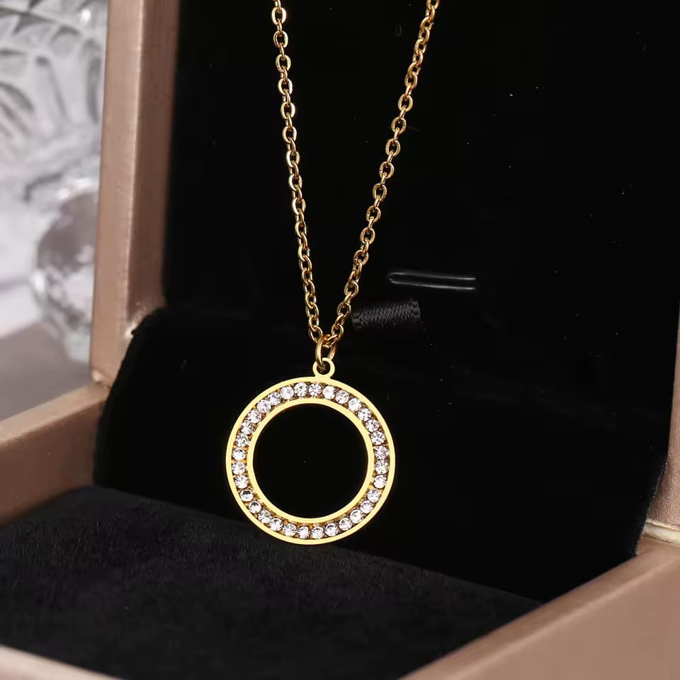 Hollow Circular CZ pendant Locket-