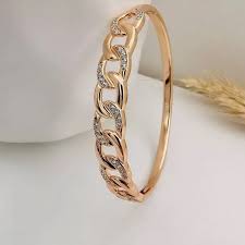 Cubic Zirconia adorned chain-link bangle bracelets